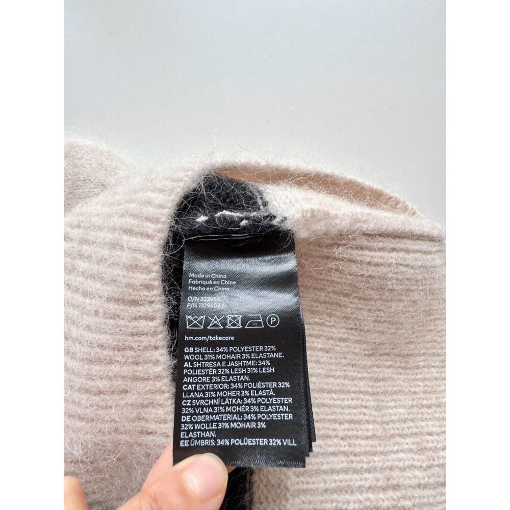 H&M White Black Striped Mohair Wool Blend Knit Crew Neck Sweater, Size M - Picture 12 of 13